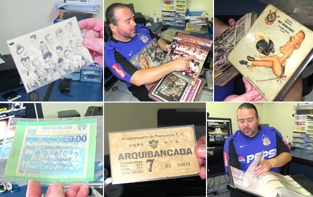 Marcelo mostra alguns itens de sua grande coleo alvinegra (Fotos: Daniel Romeu / Globoesporte.com)
