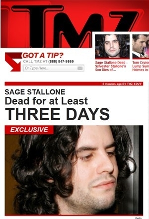 Sage Stallone, em foto divulgada pelo site TMZ