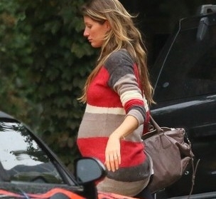 Grvida, Gisele Bndchen em Boston, nos EUA