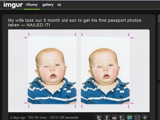 Beb ficou com cara de bbado em uma foto tirada para seu passaporte no Canad. (Foto: Reproduo)