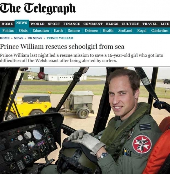 Prncipe William no helicptero de resgate (Foto: Reproduo)