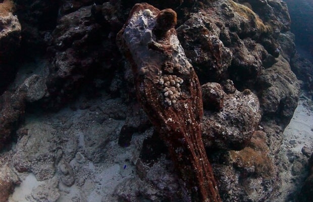 Imagem divulgada nesta quinta (9) mostra local onde barco pirata afundou no sculo XIX