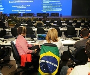 Sala de reunio dos Dilogos realizados durante o fim de semana na Rio+20