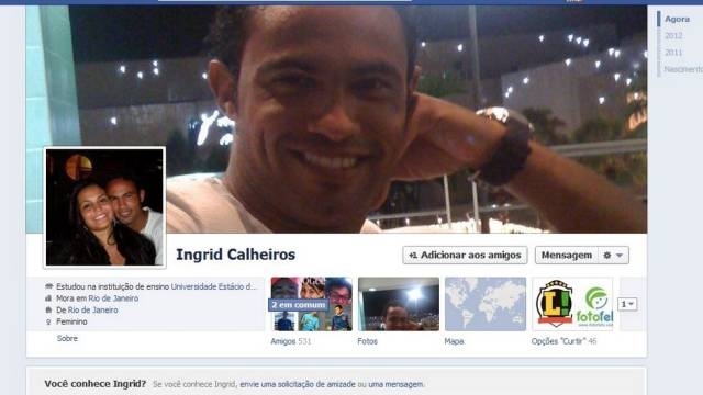 O perfil de Ingrid no Facebook