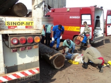 Trabalhador foi socorrido por uma equipe do Corpo de Bombeiros em Sinop 