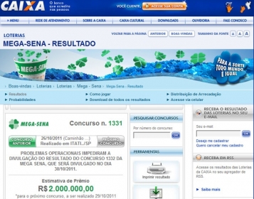 Problemas operacionais impedem divulgao do concurso 1.332 da na Mega-Sena 