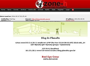 Blog do Planalto sofreu ataque de pichao em fevereiro, conforme registro do site Zone-h