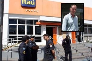 Fachada da agncia do Itau onde o empresrio Adriano foi morto; no destaque, o delegado Garcia