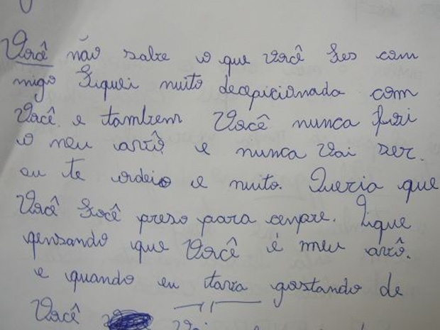 Trecho da carta escrita pela menina