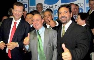 O prefeito Gilberto Kassab, o deputado Jos Riva e o vice-governador Chico Daltro, que formam o PSD