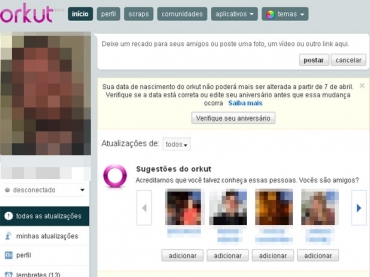 Aviso na pgina inicial do Orkut alerta para a mudana