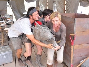 Paulo Vilhena, Barbara Paz e Adriana Esteves tentam correr de terremoto no primeiro captulo de 