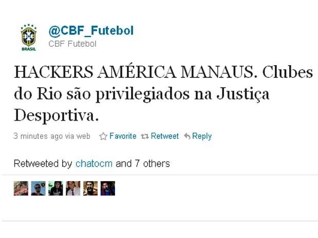 Twitter da CBF foi invadido por hackers do Amazonas