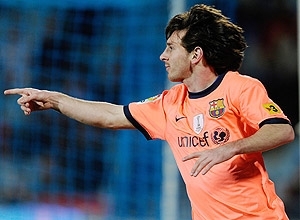 Messi comemora seu gol contra o Getafe; argentino ainda deu duas assistncias