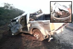 A caminhote Hilux, capotou vrias vezes na MT-040, na tragdia que matou Larissa