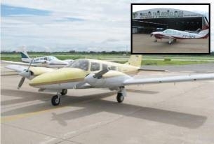 Avio bimotor Sneca II PT-EZC, mesmo modelo da aeronave desaparecida, da Abelha Txi Areo