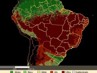 Representao do risco de queimadas com base em imagem de satlite capturada nesta sexta-feira (27